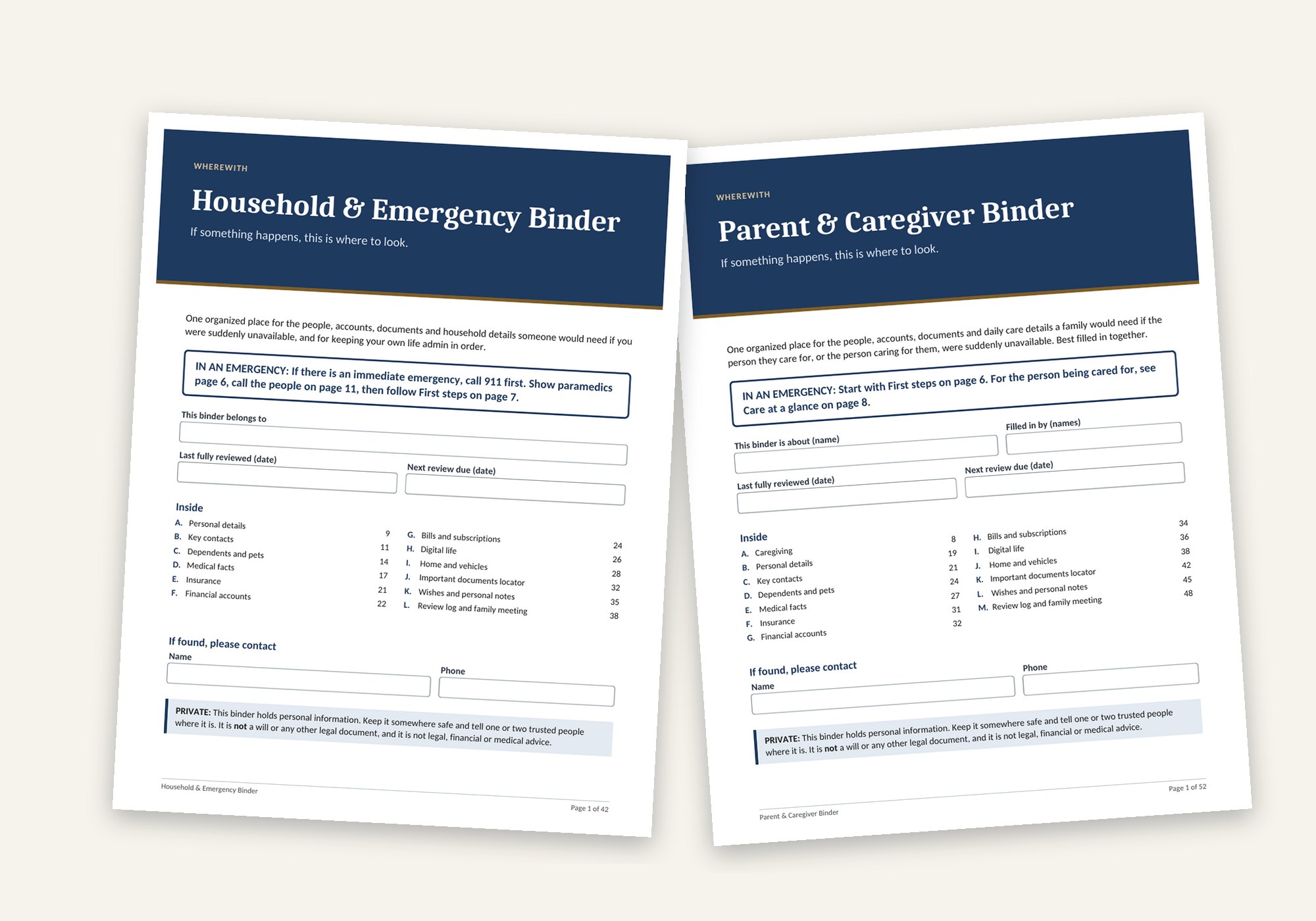 Both binder covers side by side